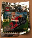 POLYBAG LEGO FIGURINE JURASSIC WORLD FOIL 122114 OWEN SUR LA MOTO rouge