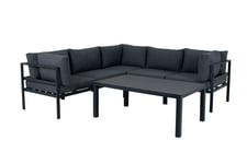 Venture Design Copacabana sofagruppe Sort med grå hynde 3 hjørne, 2 midtdel & bord 120 x 70 cm
