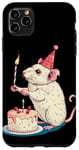 Coque pour iPhone 11 Pro Max Rat blanc anniversaire amusant pour rongeur et animal domestique B-Day