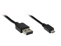 Alcasa Usb 2.0 A/Micro B, 3M, 3 M, Usb A, Micro-Usb B, Usb 2.0, Hankjønn/Hankjønn, Svart