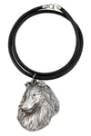 Långhårig Scottish Shepherd, Collie rough - halsband med en hund, silverpläterat hänge för en hundfantast, unika Art-Dog-smycken