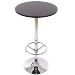 Table de bar / table haute Bari, ronde, avec repose-pied, 109x60x60cm, noir