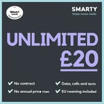 NEW Smarty UK sim card, UNLIMITED GB data for £20 - WiFi ,MiFi , Routers, Dongle