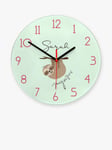 Treat Republic Kids' Personalised Sloth Glass Wall Clock, 20cm, Mint