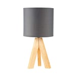 Pauleen 48104 48104Woody Love Max 20W E14 Tripod Lampe à trépied scandinave Luminaire à Poser 230 V Tissu, Gris foncé, Bois