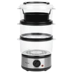 Salter 3 Tier Electric Food Steamer - 7.5L, Stackable Steaming Baskets, Dishwasher Safe, BPA Free Includes Rice Bowl, 60 Minute Timer, Compact Storage, Healthy Cooking Vegetables & Fish, 500W, EK2726