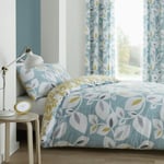 Catherine Lansfield Leaf Print Teal Bedding Set - Kingsize