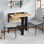 Table console pliable edi 2-4 personnes bois noir plateau façon hêtre 103 x 76 cm