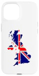 Coque pour iPhone 15 Drapeau carte du Royaume-Uni