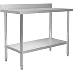 Table de travail,Établi de Travail,Table de Préparation de cuisine avec dosseret 120x60x93 cm Inox -85012