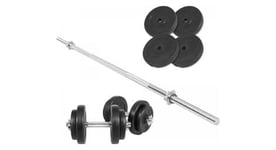 Set d halteres de 60 kg  avec disques plastique