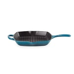 Le Creuset Signature Enamelled Cast Iron Grillit Frying Pan With Helper Handle and Two Pouring Lips, For All Hob Types and Ovens, 26 cm, Deep Teal, 20183266420422