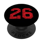 #26 Numéro universitaire vintage en détresse rouge sport PopSockets PopGrip Interchangeable