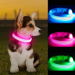 KOSKILL Light Up Dog Collar, Led Dog Collar Usb Rechargeable Waterproof, Flashing Dog Collars For Dark, Illuminated Dog Collars, Glowing In The Dark Dog Collar Lights For Dogs Night Walking(Pink, S)