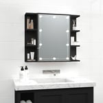 Maisonchic - Armoire à miroir avec led, Armoire de toilette, Armoire murale de salle de bain noir 70x16,5x60 cm pwfn67119