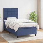 Lit � sommier tapissier avec matelas Bleu 90x190 cm Tissu