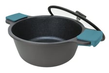 Arcos Série Thera | Casserole Anti-adhésive | Aluminium Coulé | Compatible tous feux | Poignées silicone | Économie d'énergie | Va au lave-vaisselle | Noir et Bleu (32 cm)