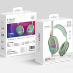 Casque Bluetooth sans fil sur l'oreille Casque sans fil PC Écouteur de jeu sur la tete P9 Casque stéréo Annulation de bruit Casque-STN02 Vert