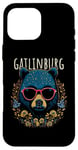 Coque pour iPhone 16 Pro Max Gatlinburg TN Fun Ours à lunettes Motif fleurs