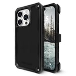 Pelican Shield Black - iPhone 15 Pro Max Case 6.7" [Compatible with MagSafe] [21FT Military Grade Drop Protection] Rugged Magnetic Charging Phone Case Cover with Belt Clip Holster Kickstand - Black