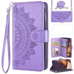 Asuwish Phone Case for Samsung Galaxy Note 20 Ultra 5G Wallet Flip Cover with Screen Protector and Mandala Flower Card Holder Cell Note20 Plus Notes 20Ultra Note20+ U + 20+ Twenty Not S20 Purple