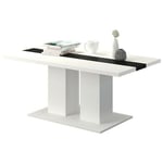 Table basse Tucson 147, Blanc + Noir, 53x60x110cm, Diamètre: 0, Stratifié, Angulaire