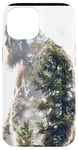 Coque pour iPhone 15 Bigfoot Figurine Sasquatch Yeti Nature Double exposition Art