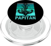 Paptain Father Dad Captain Funny Retro Anchor Father's Day PopSockets PopGrip for MagSafe