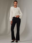 Jolie Moi Tweed Fringe Jacket, Cream