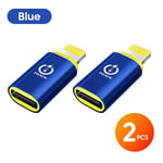 Adaptateur Type C Vers Pluie,Connecteur De Charge Rapide Pd 30w,Type C Femelle Vers Ios Mâle,Iphone 14,13,12,Pro Ipad - Type Blue 2pcs