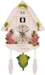BANNAB Horloge Murale décorative silencieuse Dit L'ornement à Suspendre de l'horloge à Quartz pour Chambre à Coucher Salon Bar sans Batterie - Fleur Blanche Tells Horloge Murale