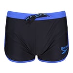 Reebok Mens Swim Trunks in Black, Swimming Briefs, Low Rise Shorts, Adult Sport Swimwear with Drawstring