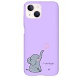 Coque violet Iphone 14 elephant et coeur