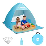 Kayman Tente de Plage Pop-up – UPF 50+ pour Protection UV pour 3-4 Personnes avec Sac de Transport, abri Coupe-Vent pour Plage avec Porte zippée, Convient pour la Famille et Le Chien, Le Parc (Bleu)