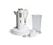 Melchioni Family | Mixeur Plongeant MIXXXO TOPCLASS, Sans Fil et Rechargeable, avec 2 Vitesses, Maniable et Ergonomique, Livré avec Batteur, Verre et Base, Fouet et Lames en Acier, 200W