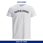 JACK&JONES Men's casual cotton t-shirt crew neck, short sleeves White or Navy