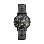 Armani Exchange - Montre multifonction Moonphase pour femmes avec au moins 50 % d'acier inoxydable recyclé, boîtier de 36 mm de diamètre, Noir