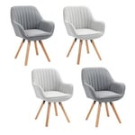 MEUBLE COSY Lot de 4 Chaise Salle à Manger Scandinave Fauteuil Coiffeuse Siège Pivotant avec Accoudoirs pour Chambre Salon Cuisine Bureau, Rembourré en Tissu Pieds en Bois Massif, Multicolore