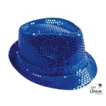 Chapeau à paillettes - Bleu - Borsalino - Déguisement - Disco - Année 80 - Taill