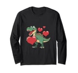 Trex Dino Boys Valentines Day Shirt Dinosaur Valentines Day Long Sleeve T-Shirt