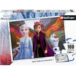 Nathan - Puzzle enfants - 100 pièces - Un monde magique - Disney La Reine des Neiges 2 - Fille ou garçon dès 6 ans - Puzzle de qualité supérieure - Carton épais et résistant - Princesses - 86768