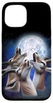 Coque pour iPhone 15 3 Antelope hurlant à la lune pour amoureux des animaux