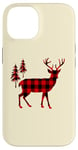 Coque pour iPhone 14 Red Buffalo Reindeer Buck Christmas Decor Plaid Pattern