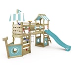 Aire de jeux Portique bois StormFlyer avec balançoire et toboggan Cabane enfant exterieur avec bac à sable, échelle d'escalade & accessoires de jeux