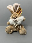 Paws Patch The Cheeky Bunny Rabbit Soft Toy Plush Beanie Ribbon Bow Brown 8” New