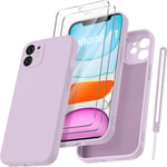 Coque Protection Caméra Pour Iphone 11 Avec 2 Pièces Verre Trempé,Housse De Protection Silicone Antichoc Doublure Microfibre Douce Ultra Fine Coque Iphone 11 6.1"" - Violette(Q1620)