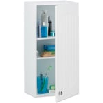 Armoire de salle de bain en bois blanc à suspendre 2 étages meuble de rangement mural lamelles mdf HxlxP: 60 x 30 x 20,5 cm, blanc - Relaxdays