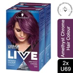 2x SchwarzkopfLiveIntense ColourPermanent HairDye,U69Amethyst ChromewithBoosters