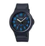 Casio Men's Analogue Blue Number Black Dial Watch - MW-240-2BVDF