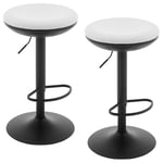 WOLTU Tabouret Bar Rond, Lot de 2, Tabouret Haut, Chaise de Bar, Tabouret de Cuisine, Réglable en Hauteur, Pivotant à 360°, Siège Rembourré, en Tissu Élastique, avec Repose-Pieds, Blanc, BH414ws-2